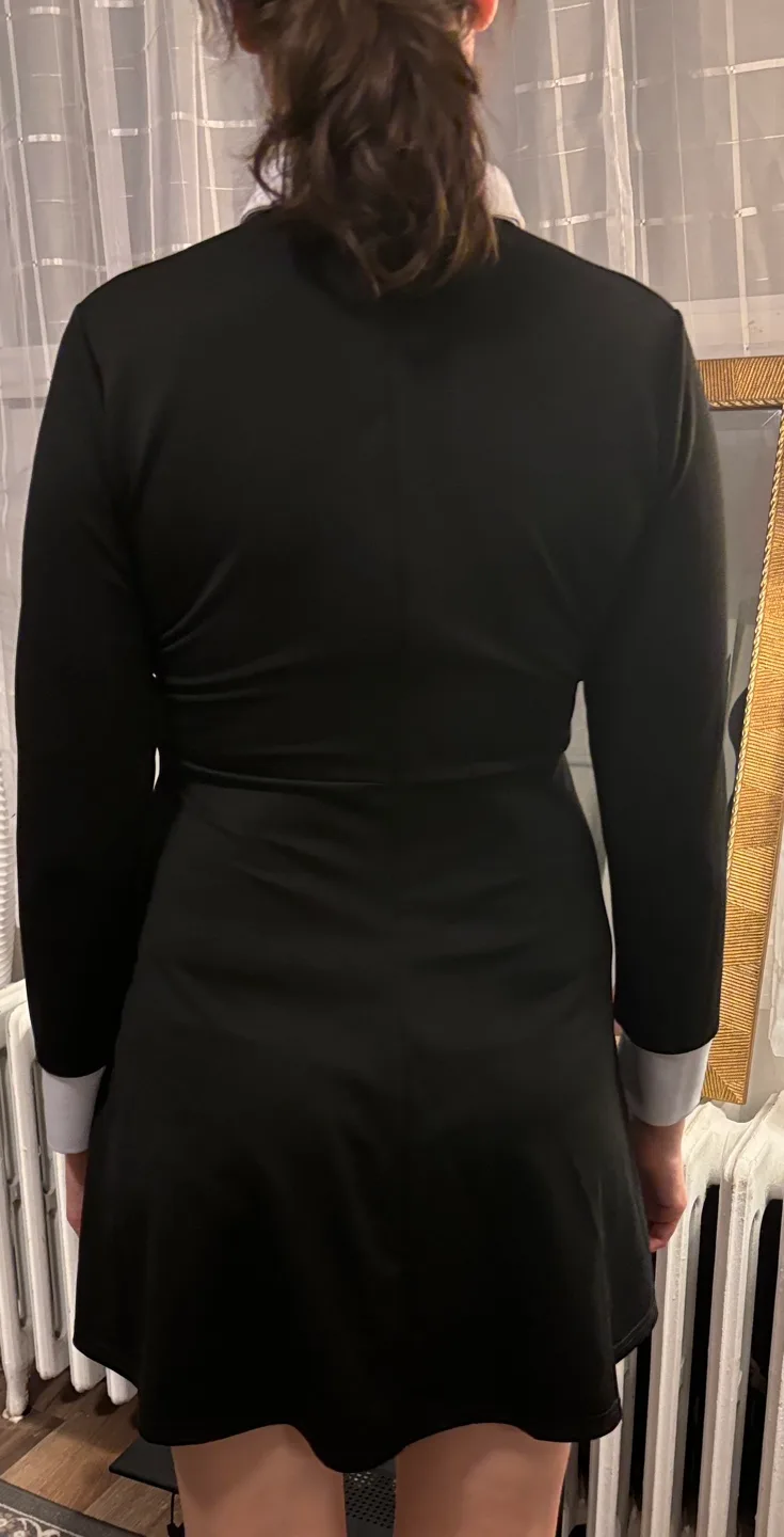 Black Dress with White Collar and Cuffs image indicator(2)