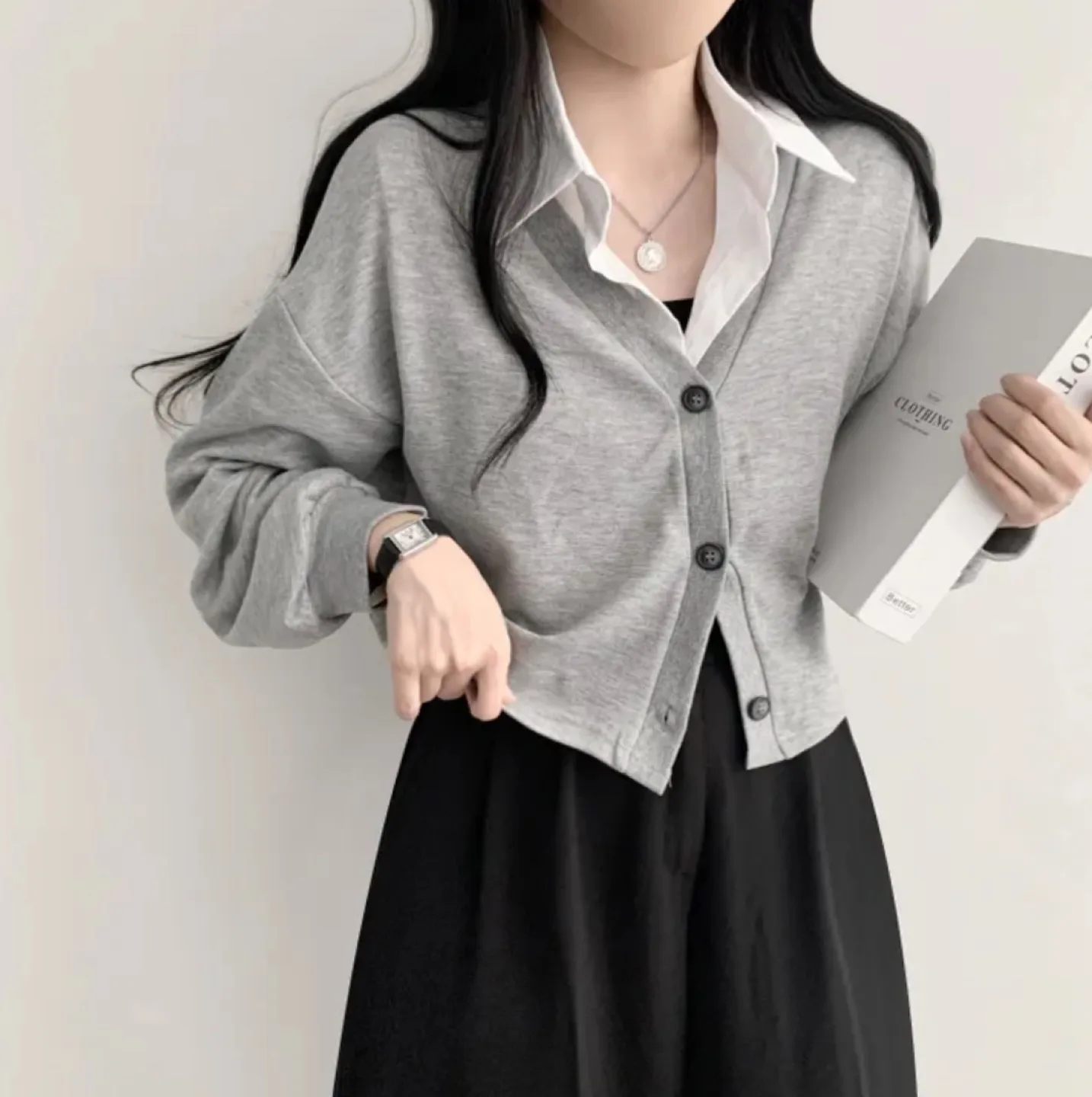 Korean Grey Cardigan image indicator(2)