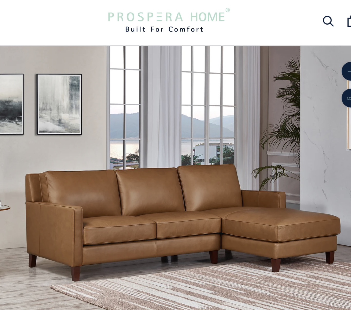 Prospera Home West Park Leather Sofa Chaise