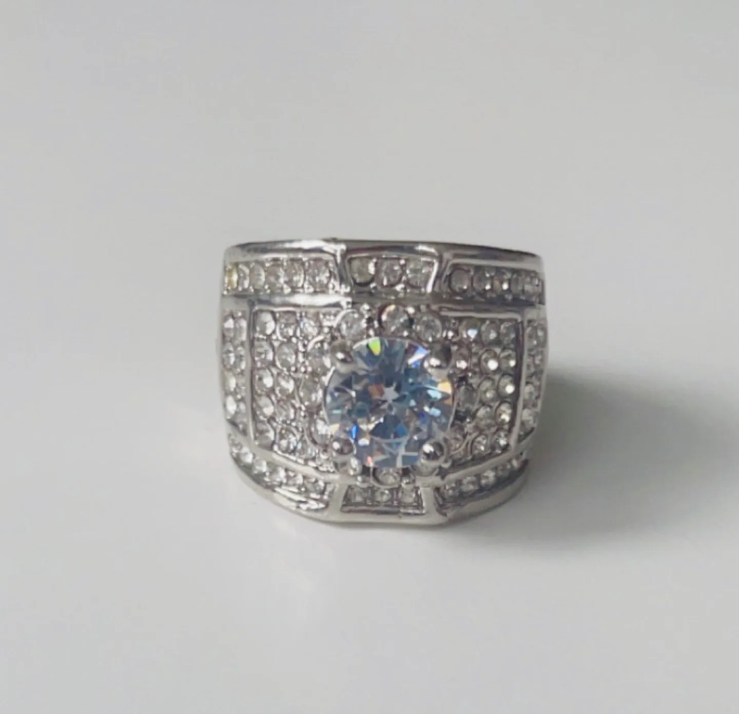 Silver Cubic Zirconia Statement Ring thumbnail