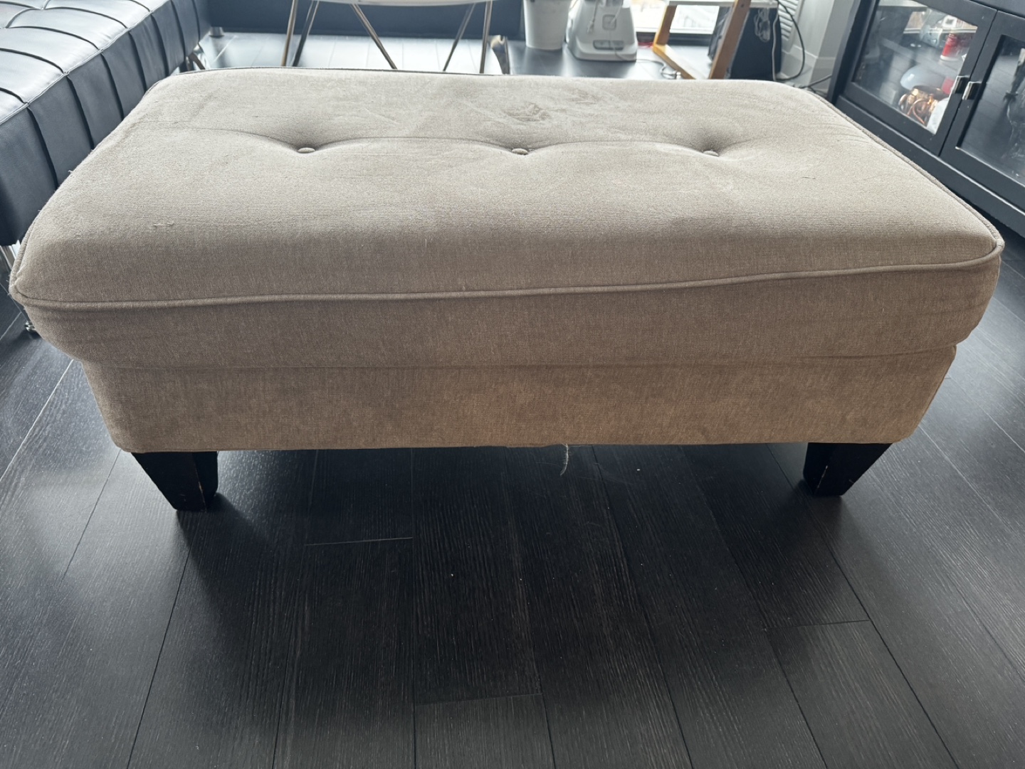 Beige Upholstered Ottoman