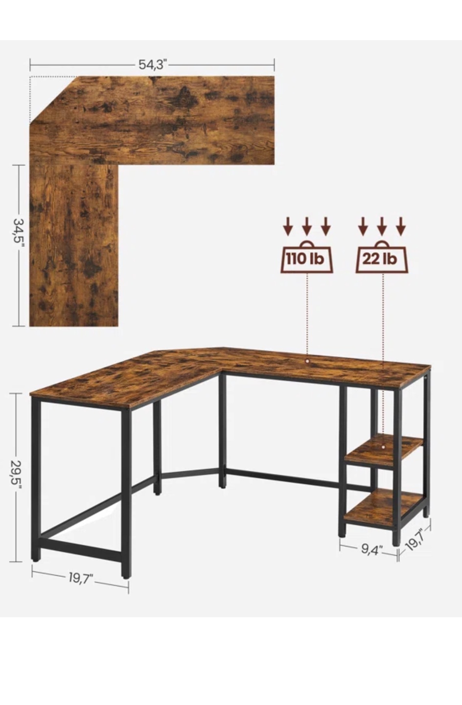 L-Shaped Computer Desk with Storage Shelves - photo 5