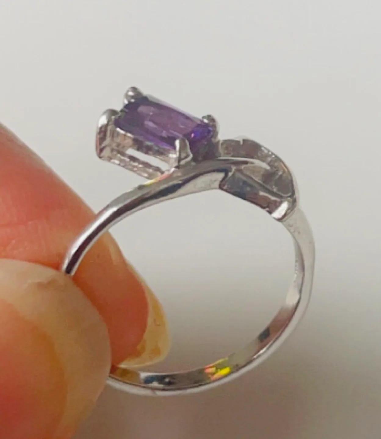 Silver ring with purple stone thumbnail