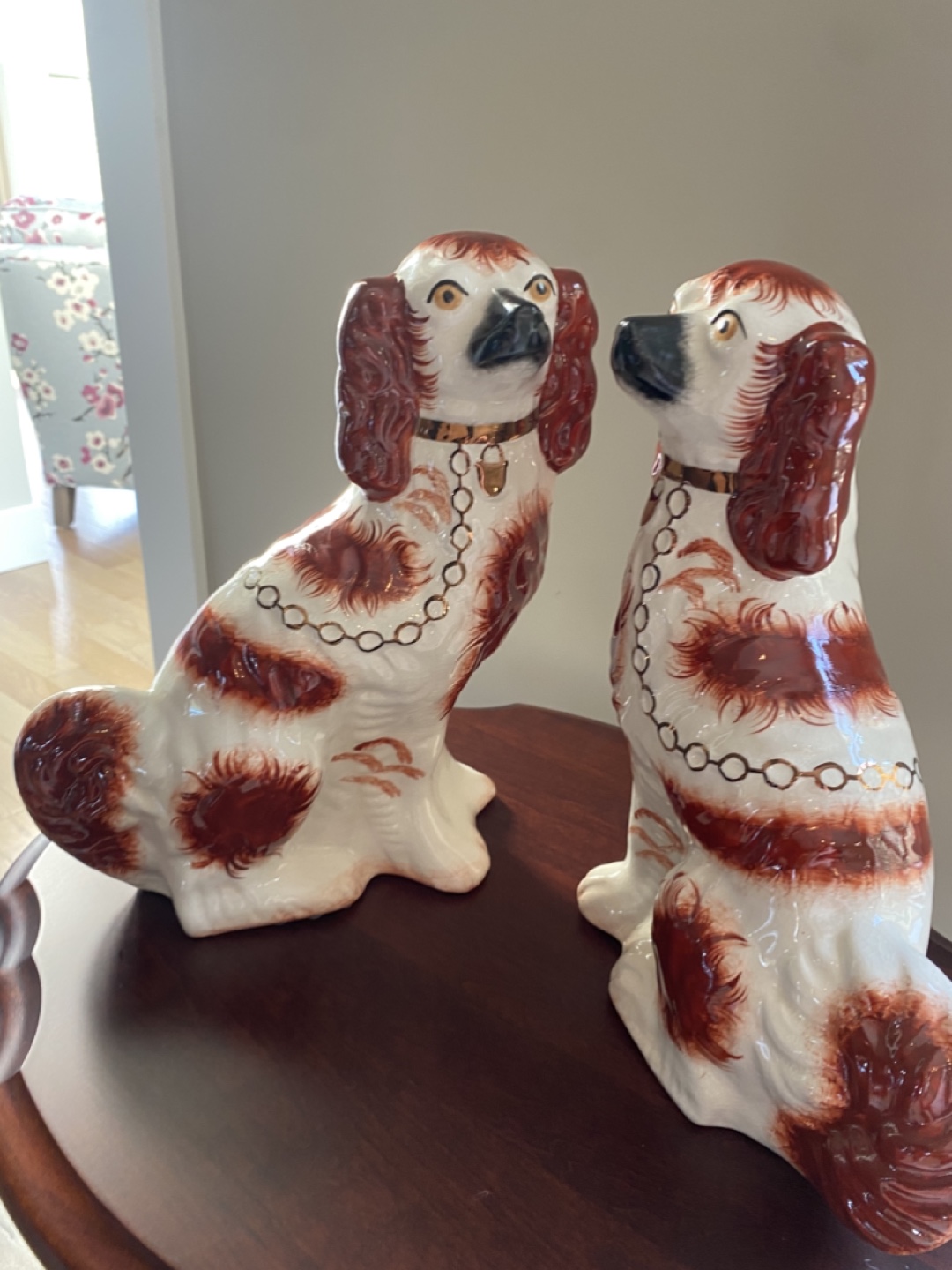 Pair of Staffordshire Ware Spaniel Figurines