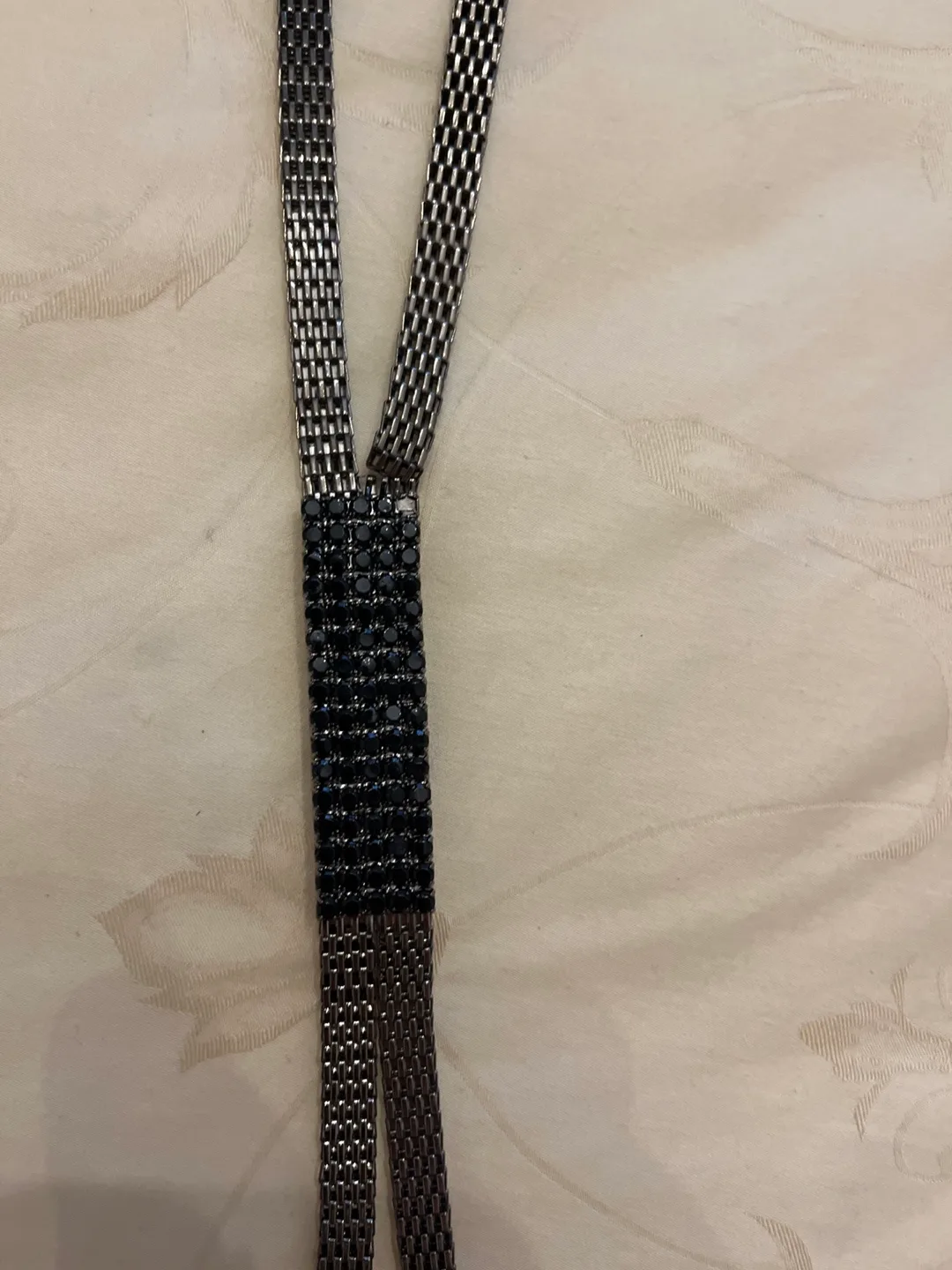 Dark Silver Chain with Black Rhinestone Detail image indicator(2)