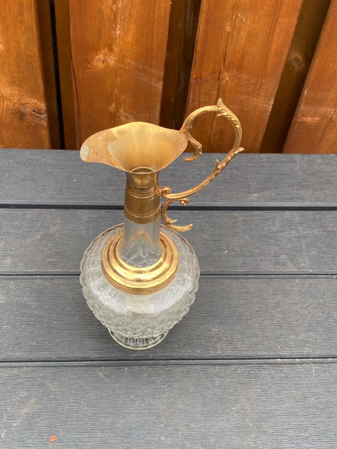 Vintage Glass Decanter with Gold Accents image indicator(2)
