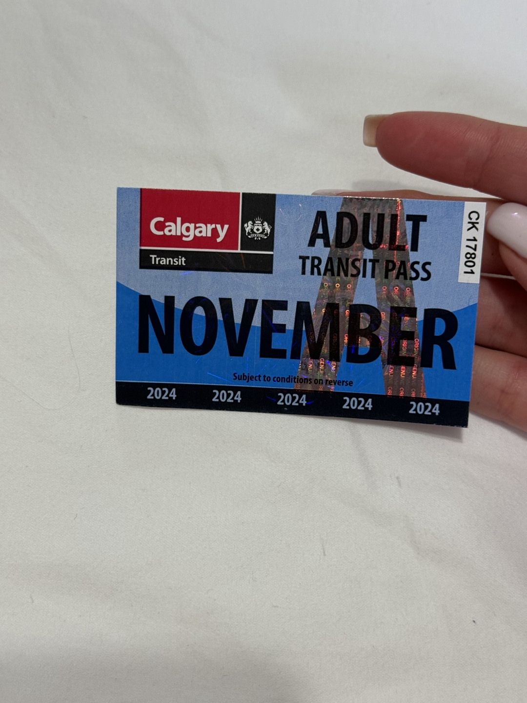Calgary Transit Adult Pass (November 2024)
