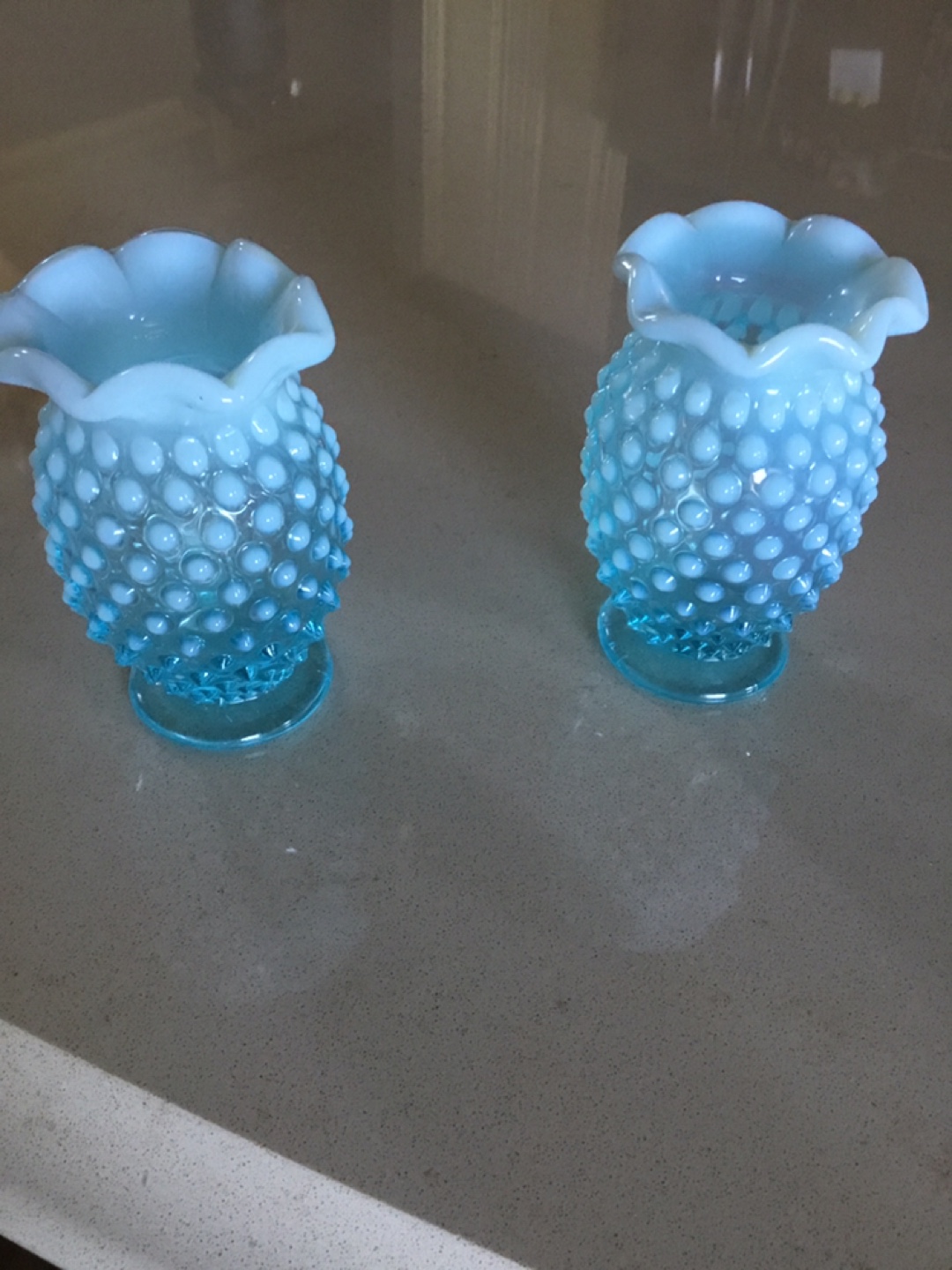 Vintage Vintage Fenton Small Blue Hobnail vases