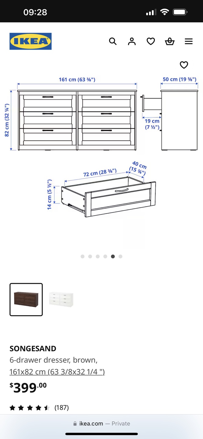 IKEA SONGESAND 6-Drawer Dresser - photo 2