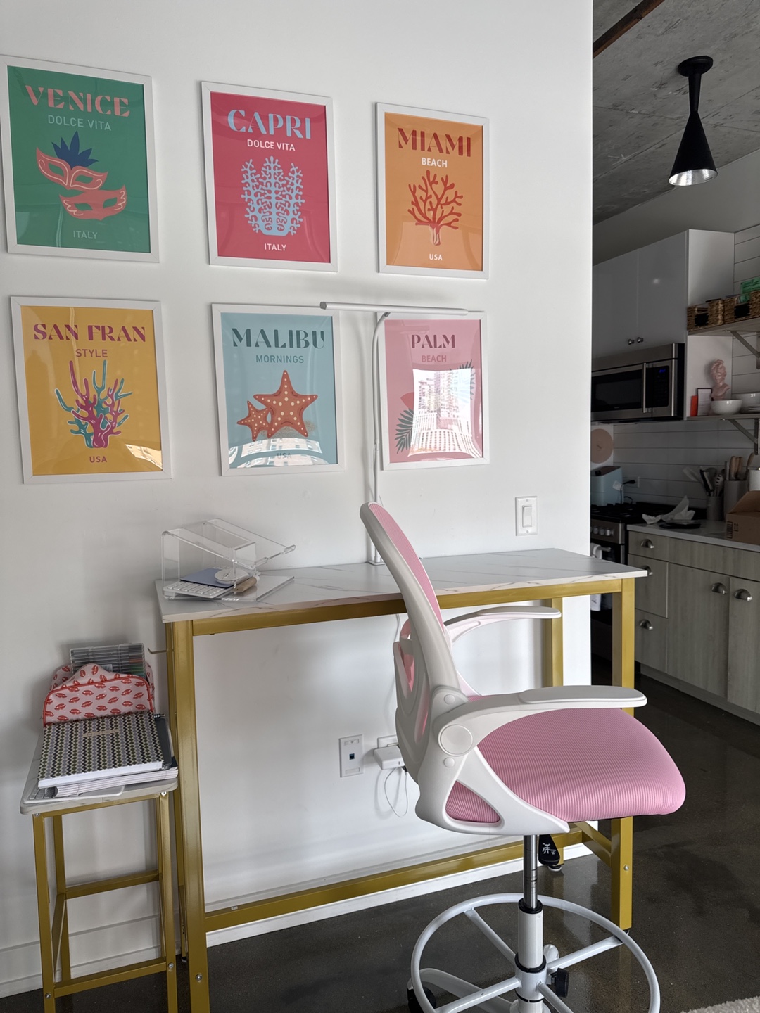 Pink Mesh Office Chair with White Frame - photo 2