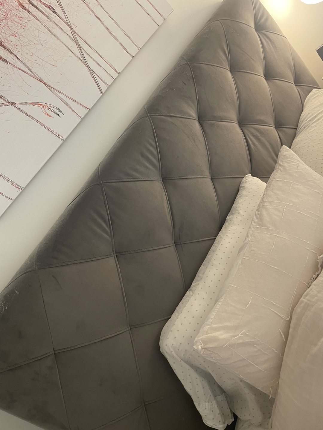 Velvet Grey High Quality Queen Bed Frame