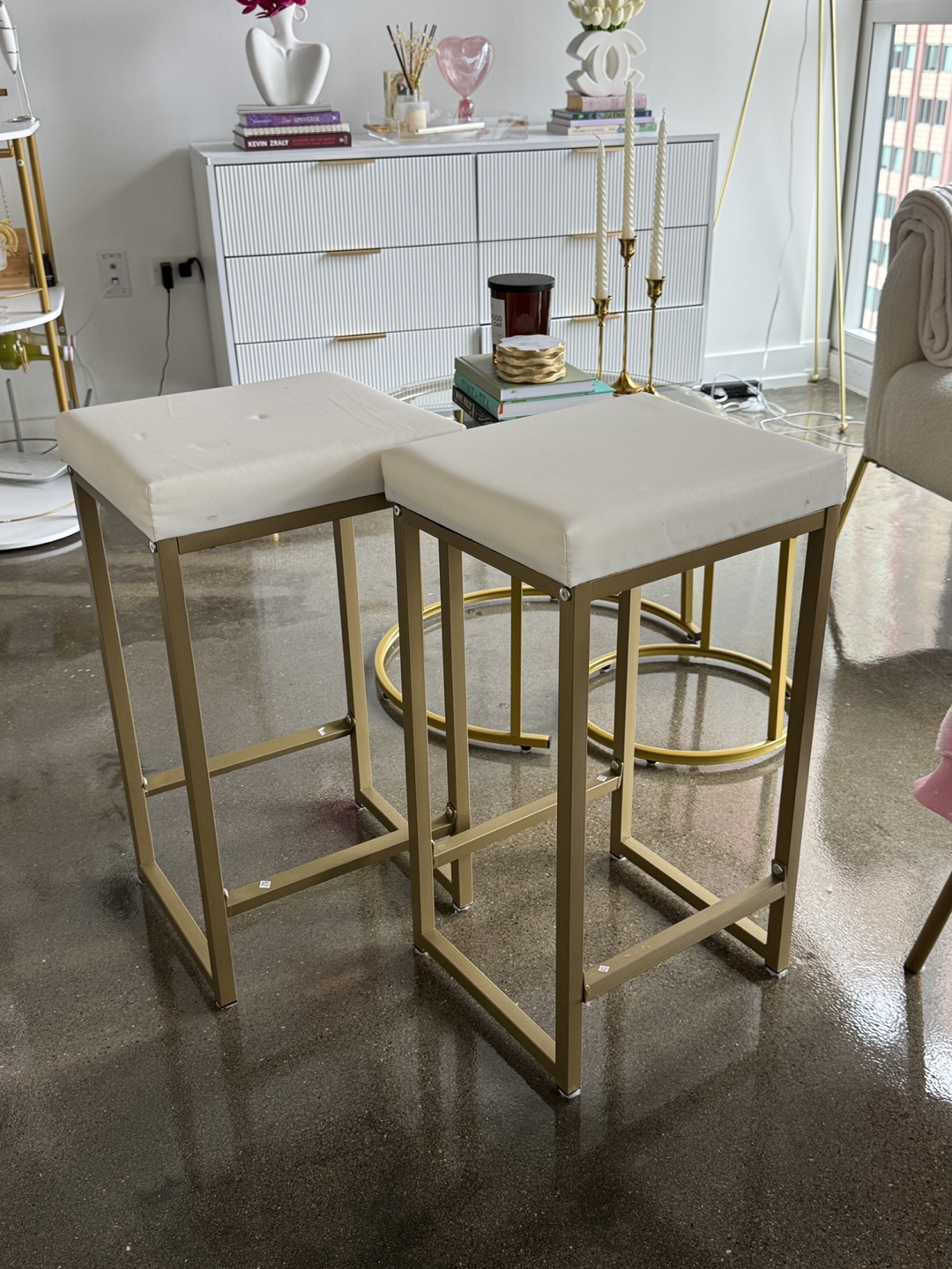 Gold Bar Stools (Set of 2)