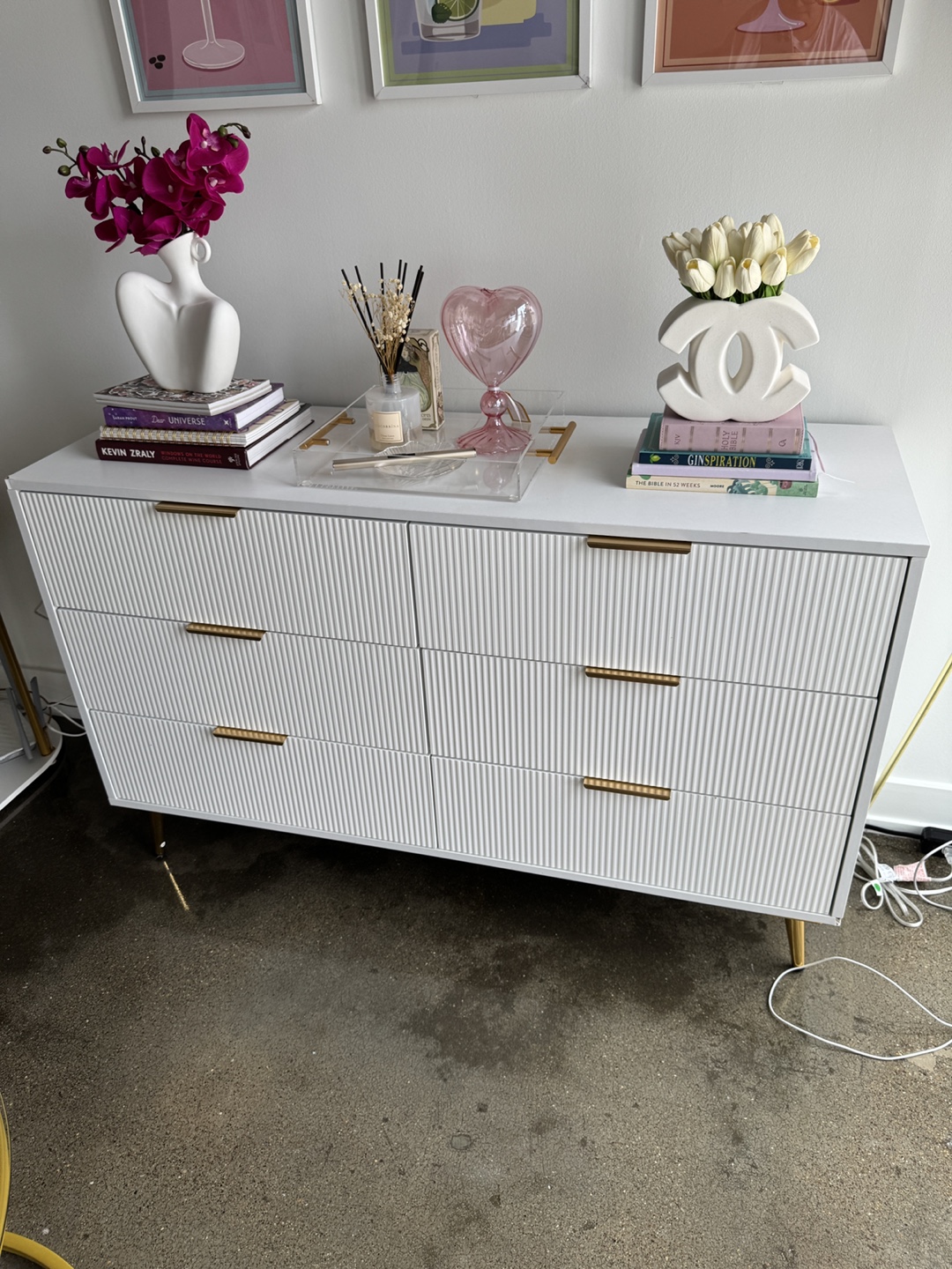 White Dresser with Gold Accents - photo 2