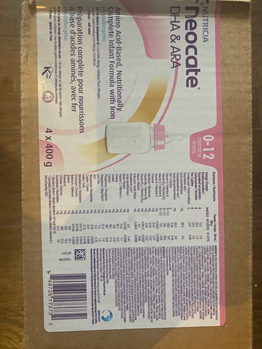 Neocate Infant Formula 4 x 400g thumbnail
