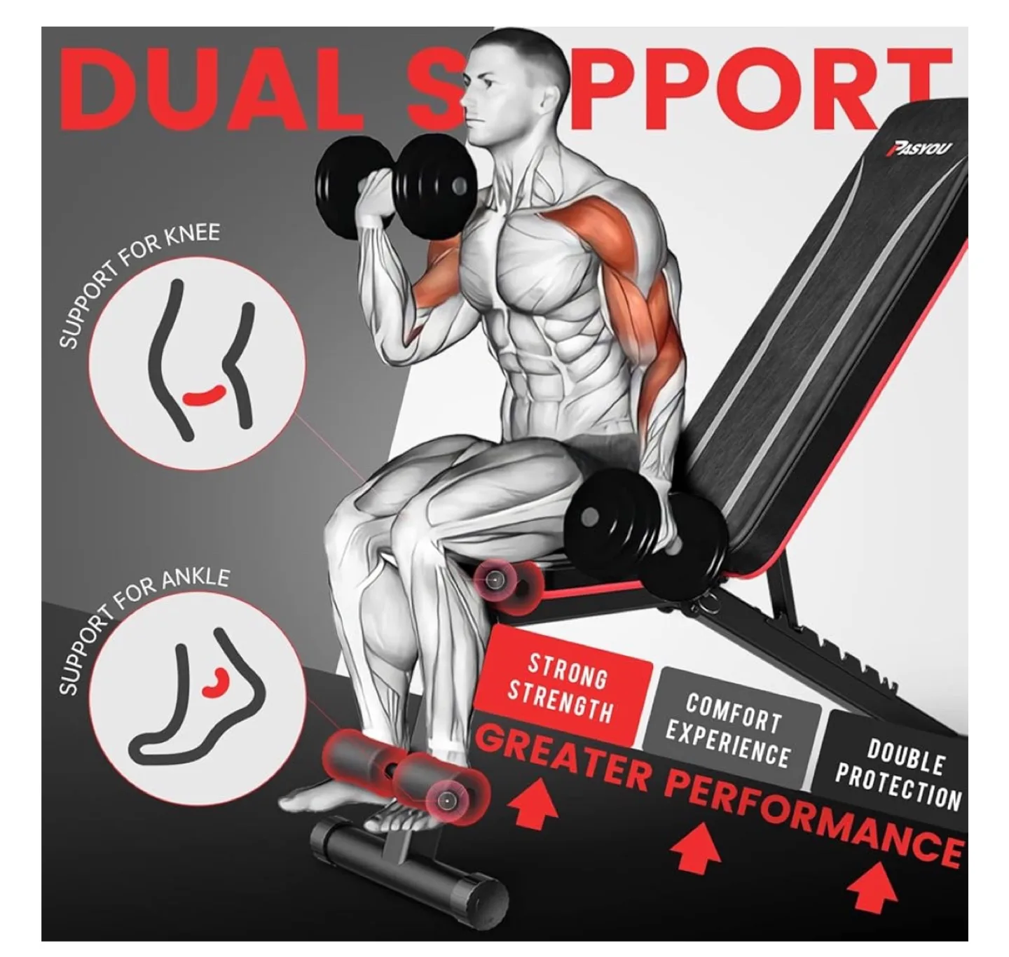 Pasyou Weight Bench adjustable foldable image indicator(7)