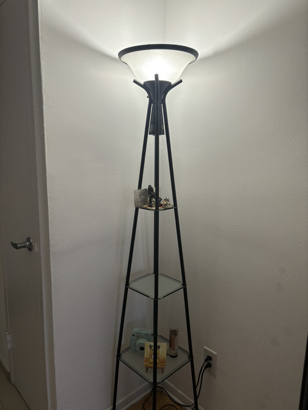 Black Floor Lamp with Shelves
