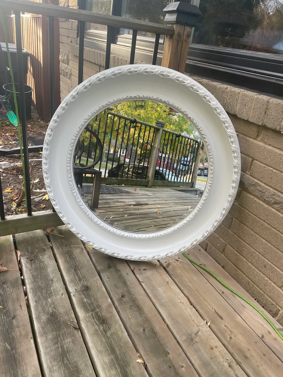 Large white ornate mirror circular thumbnail