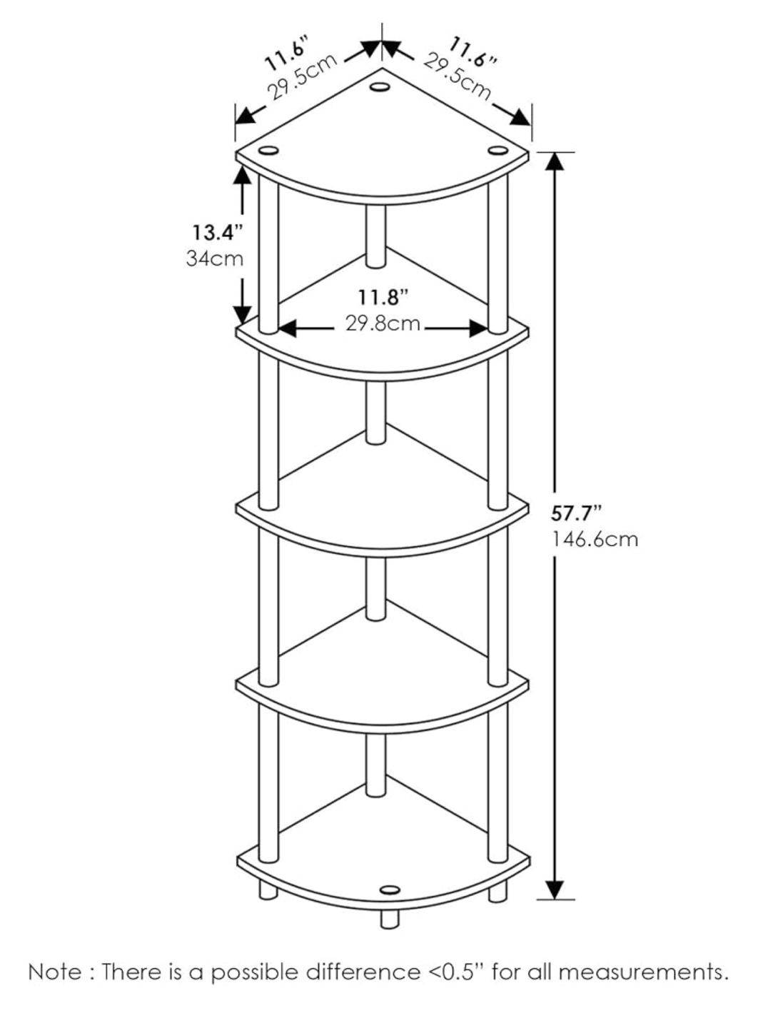5 Tier Corner Display Rack Multipurpose Shelving Unit - photo 4