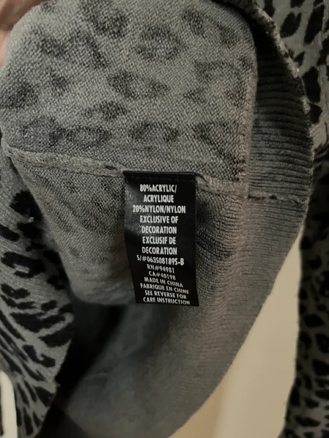 Grey Leopard Print Cardigan image indicator(3)