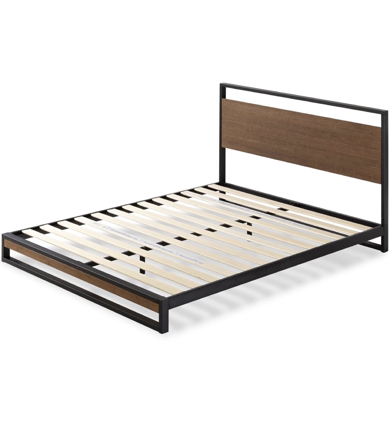 Queen Size Platform Bed Frame with Wooden Headboard - photo 3