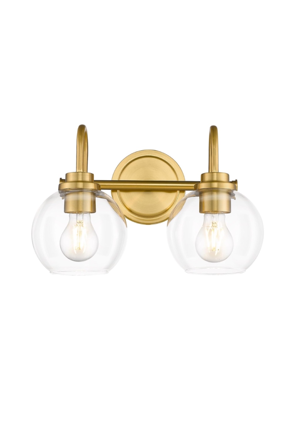 Gold Bathroom Vanity Light Fixture with Clear Glass Globes - photo 2