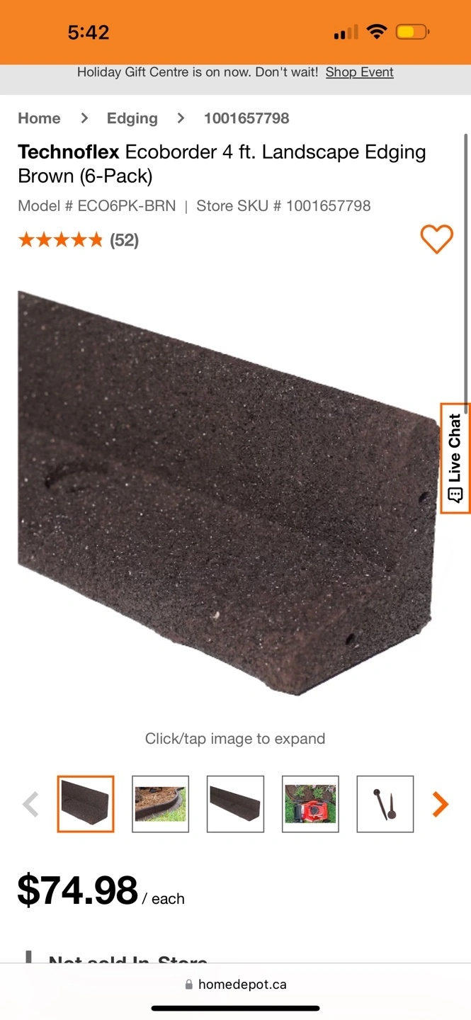 Technoflex Ecoborder 4 ft. Landscape Edging Brown (6-Pack) | Karrot, image size:665x1440