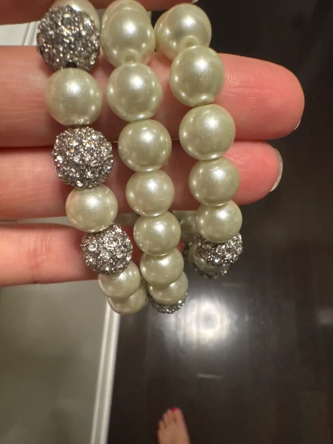 Pearl Bracelets with Rhinestone Accent image indicator(2)