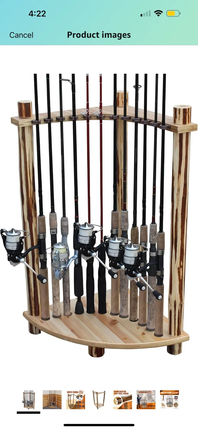 Rustic Fishing Rod Rack - 12 Rod Corner Rack image indicator(2)