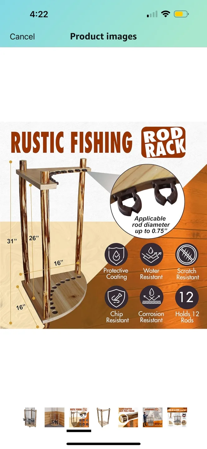 Rustic Fishing Rod Rack - 12 Rod Corner Rack image indicator(4)
