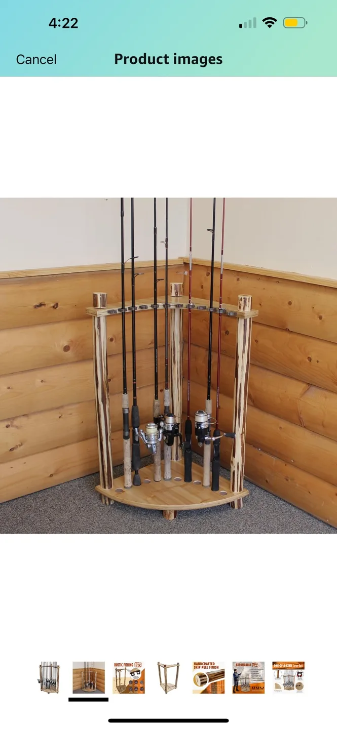Rustic Fishing Rod Rack - 12 Rod Corner Rack image indicator(3)