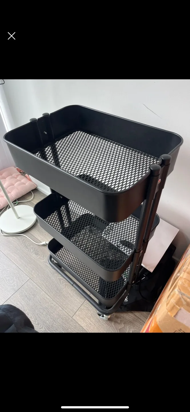 Black 3-Tier Rolling Utility Cart thumbnail