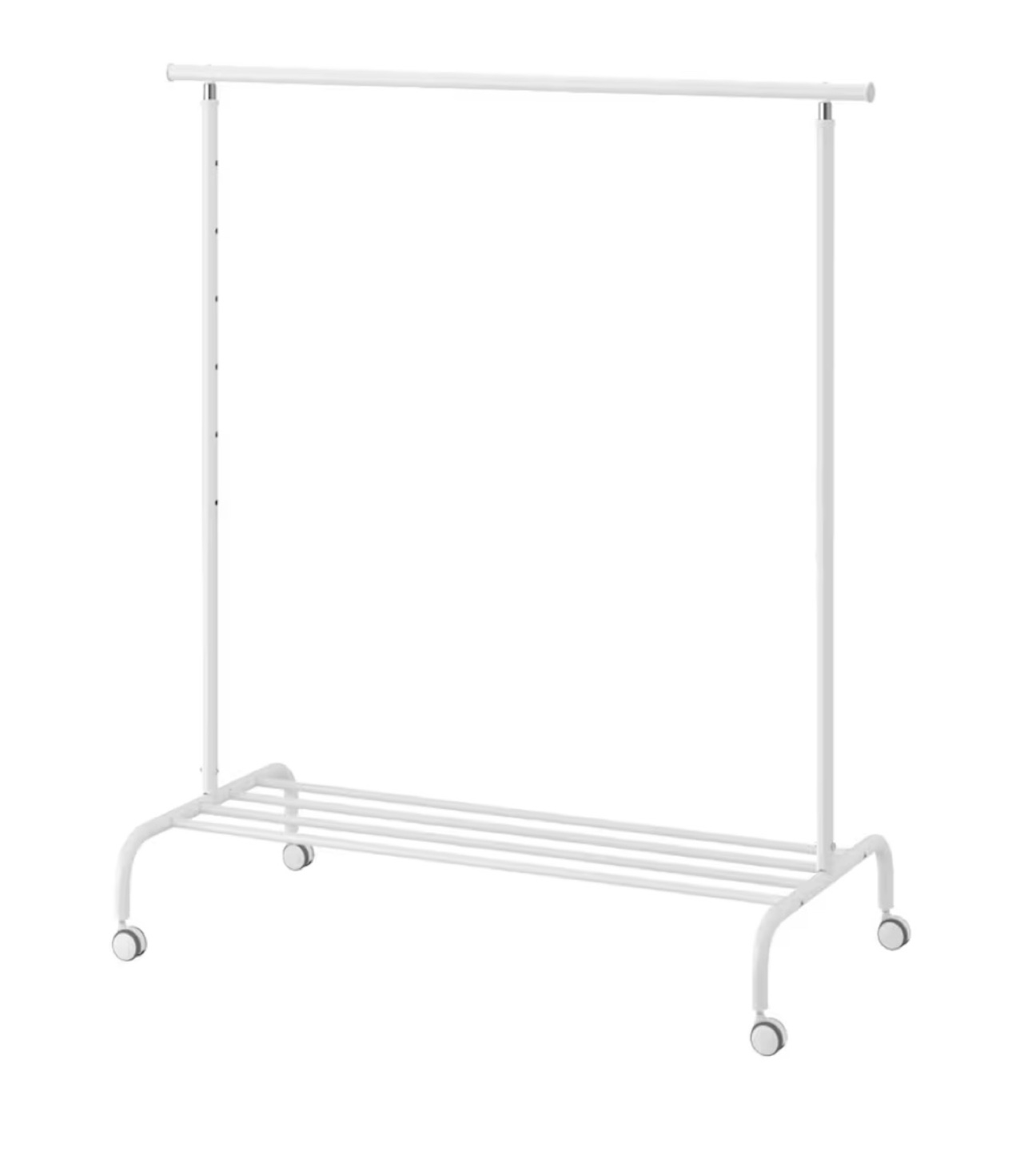 White Ikea clothing Rack with Wheels