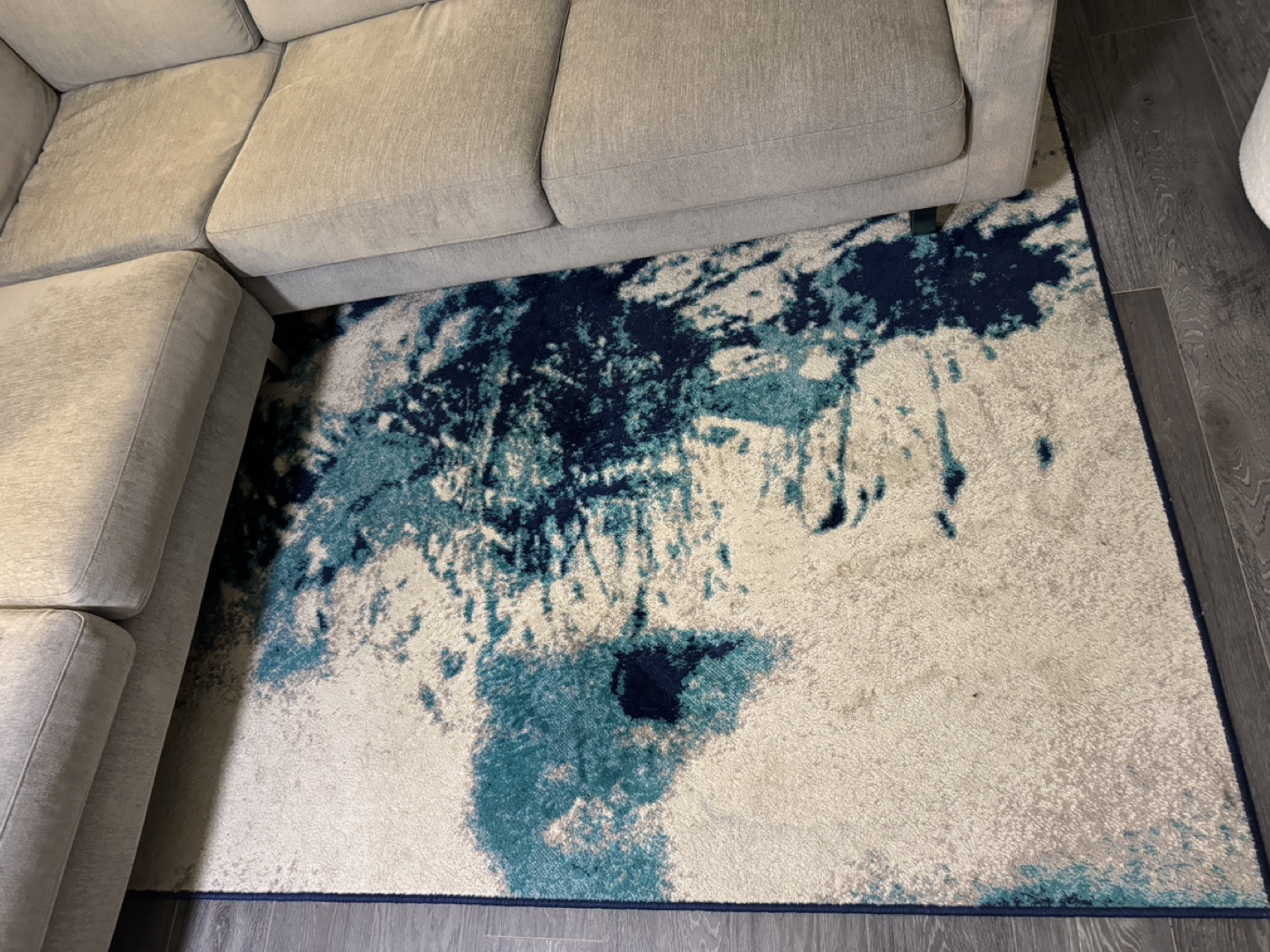 Large Teal Blue and Beige Vintage Area Rug 5’3”x7’7” - photo 2
