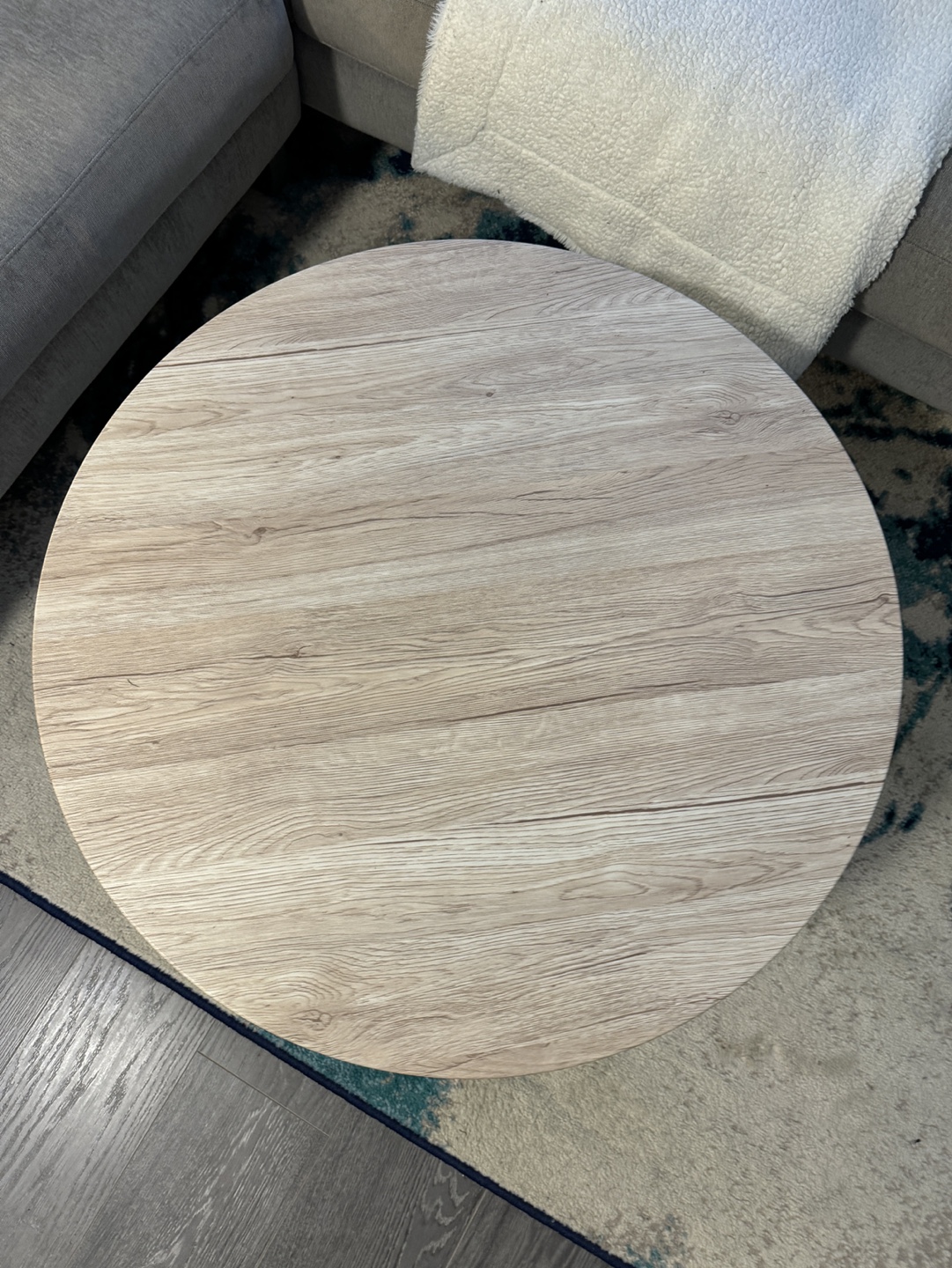Round Coffee Table with Black Metal Frame - photo 3