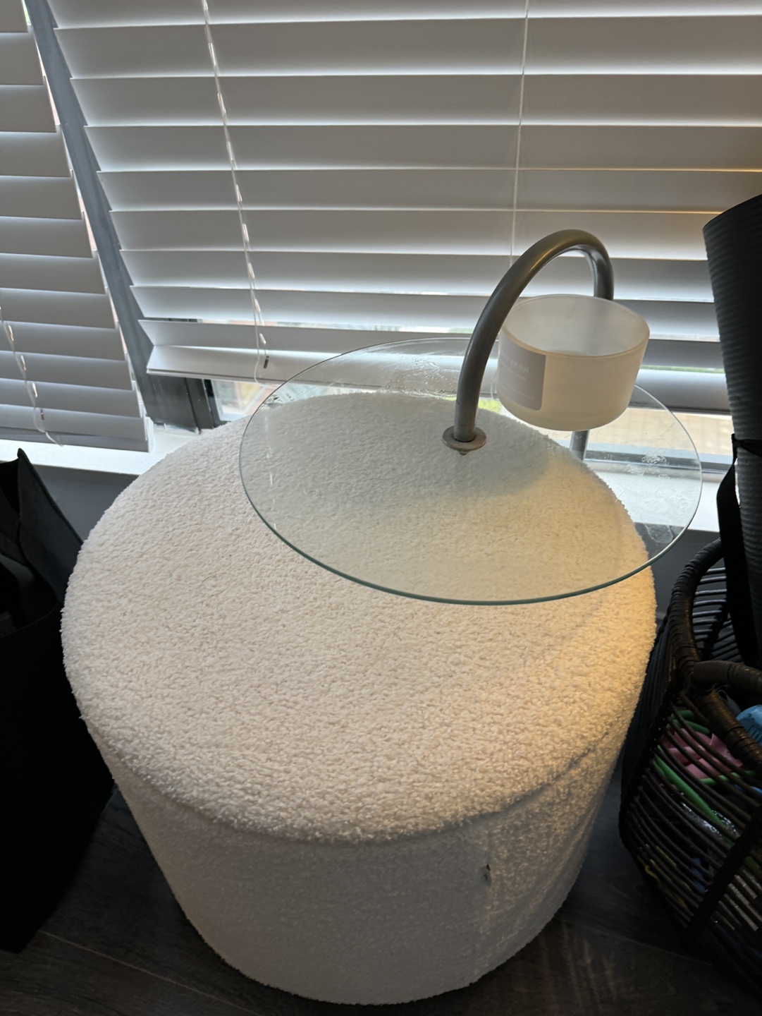 Glass Side Table with Metal Stand
