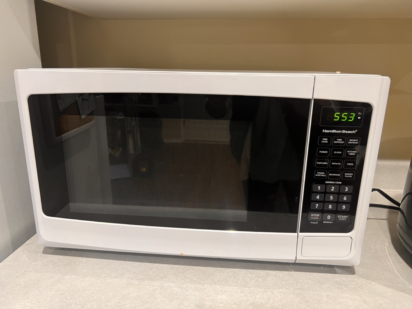 White Microwave and Microwave Stand/Cabinet