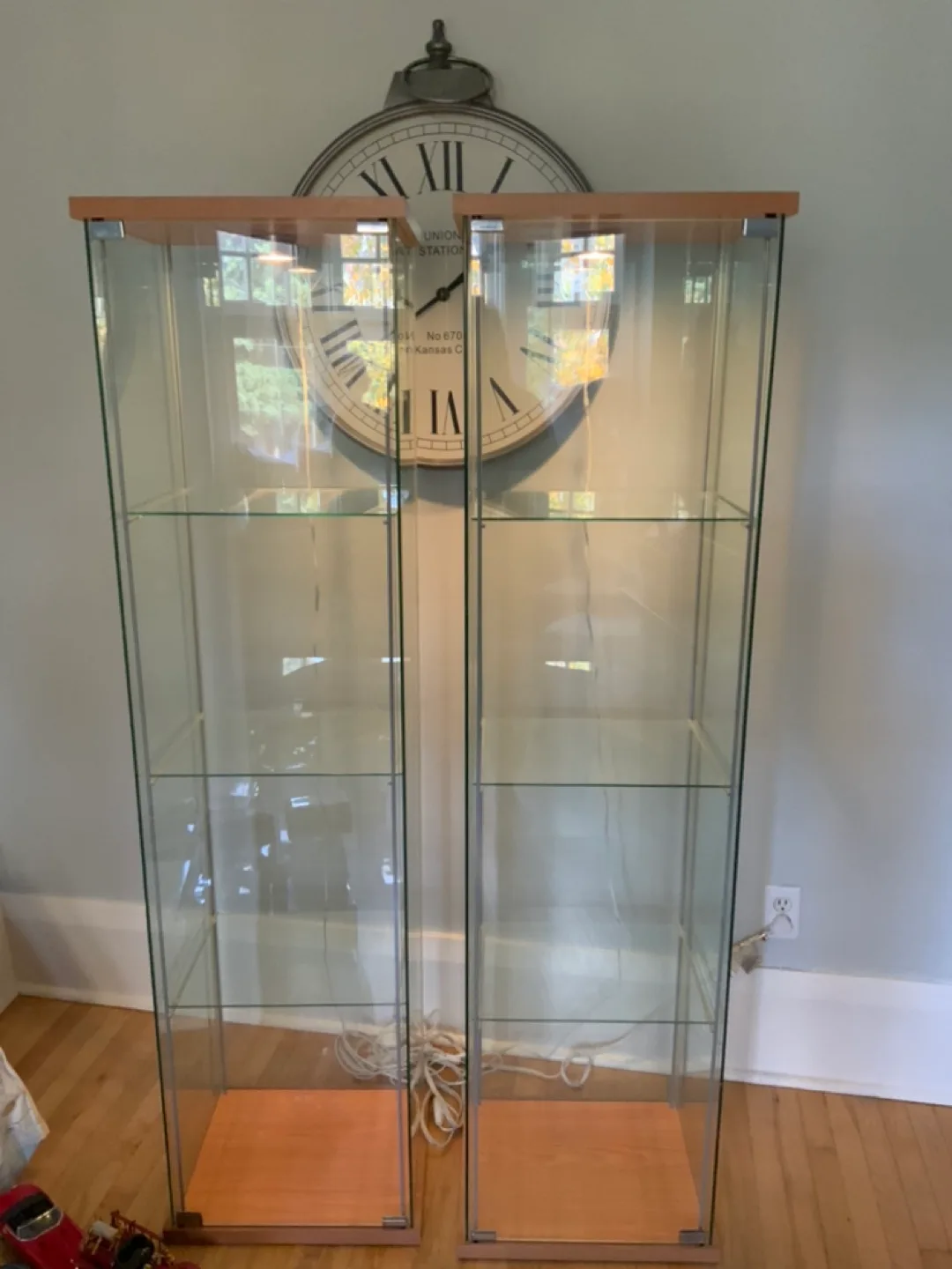 2 IKEA lit display cases thumbnail