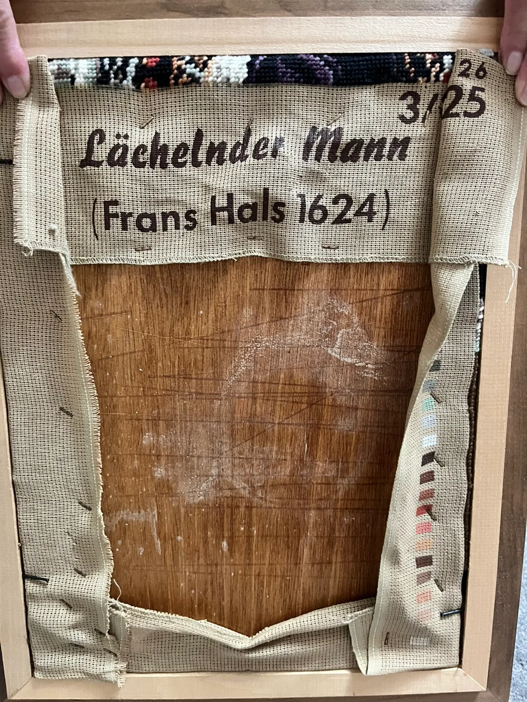 Framed needlepoint of Frans Hals's Laughing Man image indicator(3)