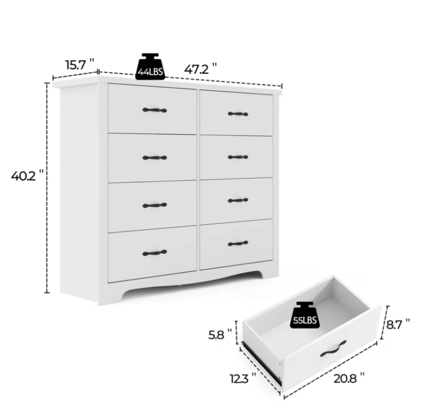 White 6 Drawer Dresser