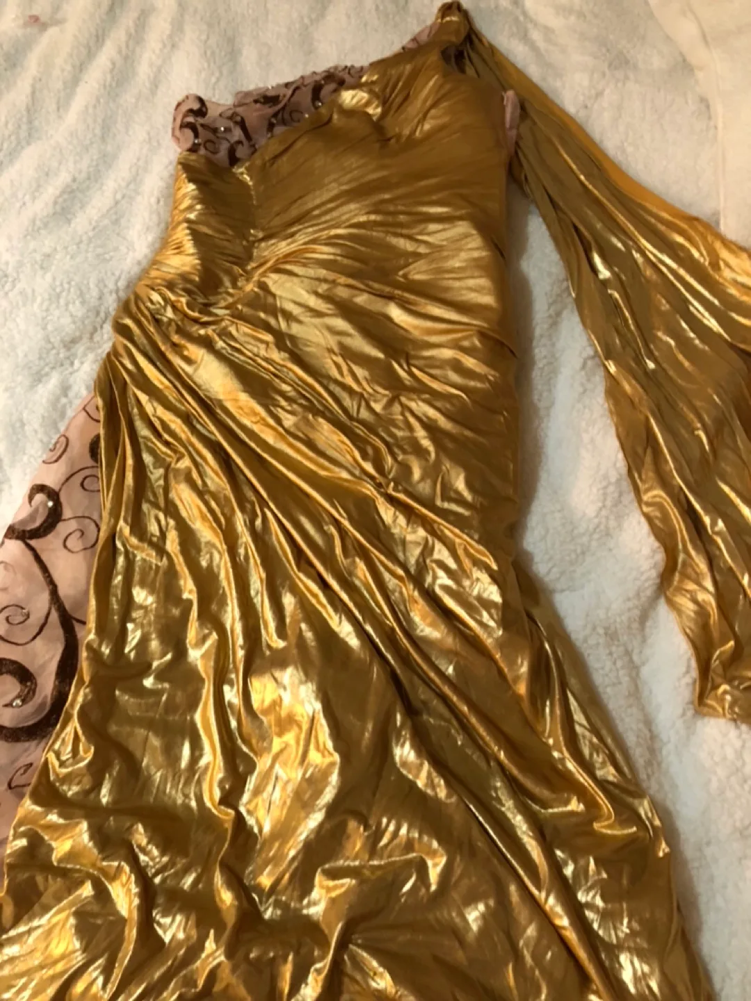 Gold One Shoulder Long Dress thumbnail