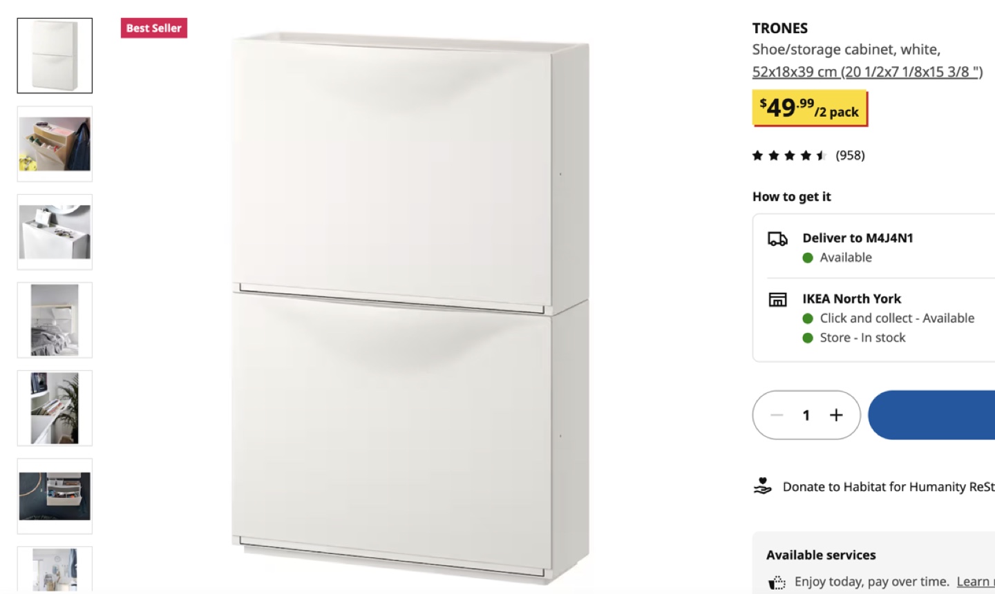 IKEA Shoe Storage Cabinet White