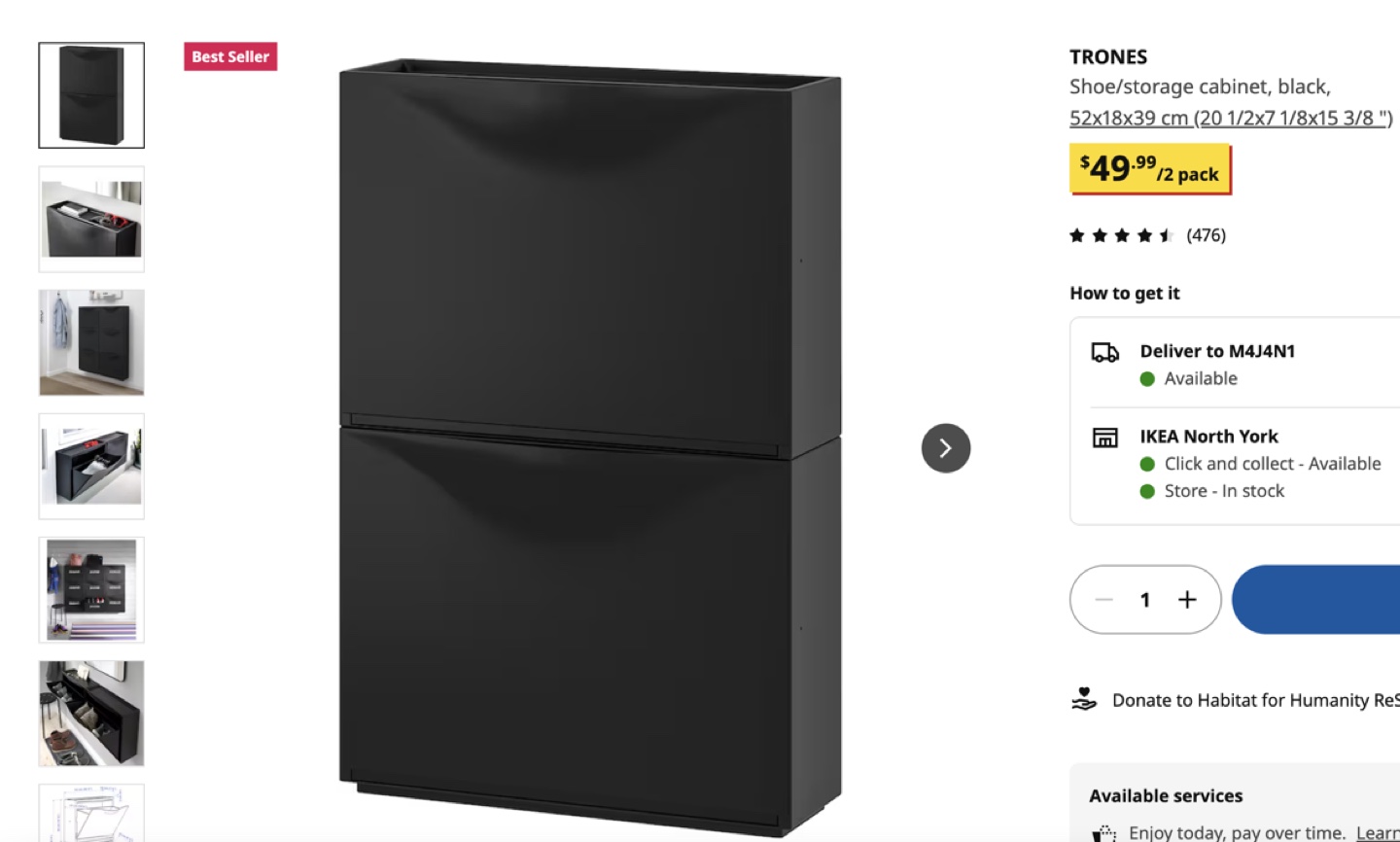 IKEA Shoe Storage Cabinet, Black