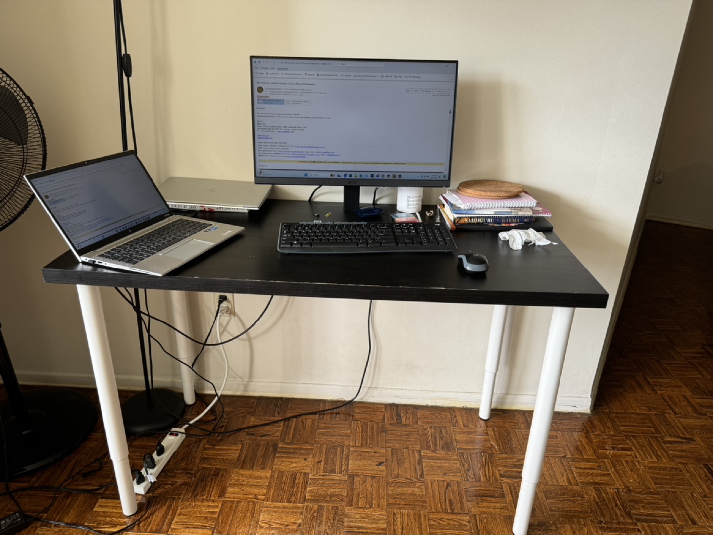 Black Desk with White Legs