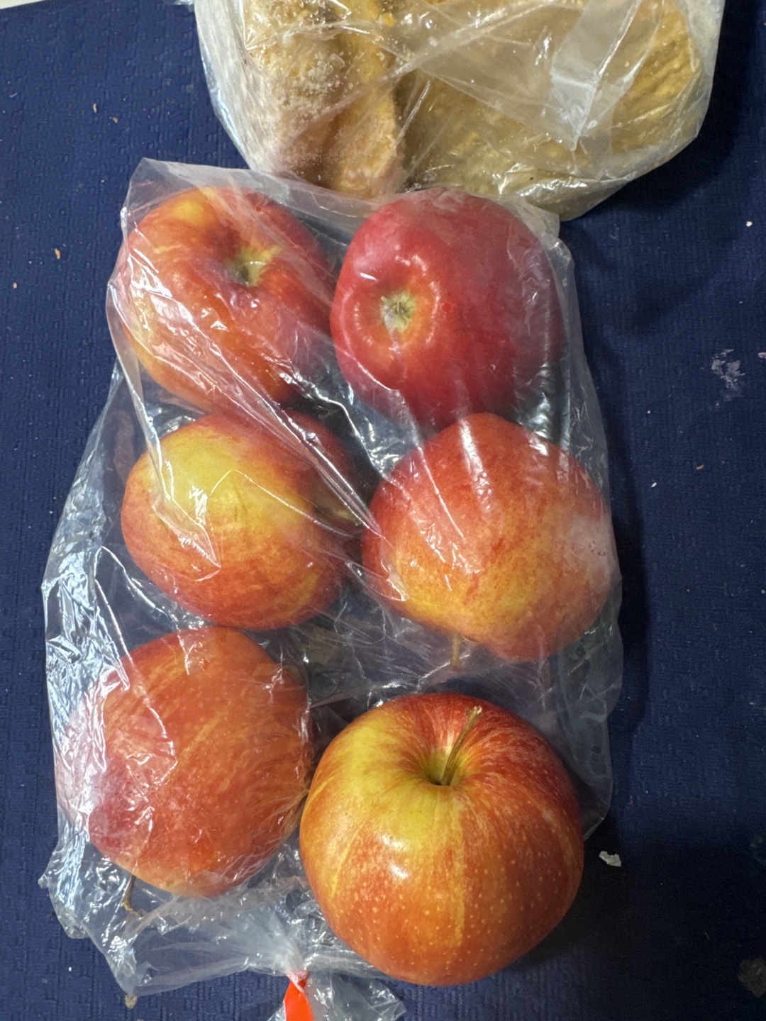 6 Frozen Chicken Patties and 6 Fresh apples