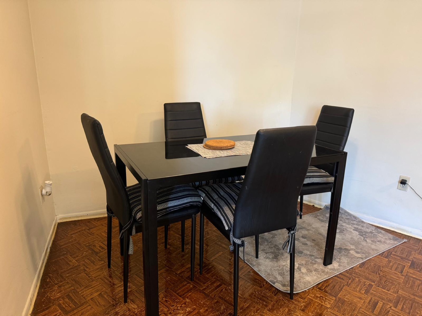 Black Glass Dining Table with 4 Chairs