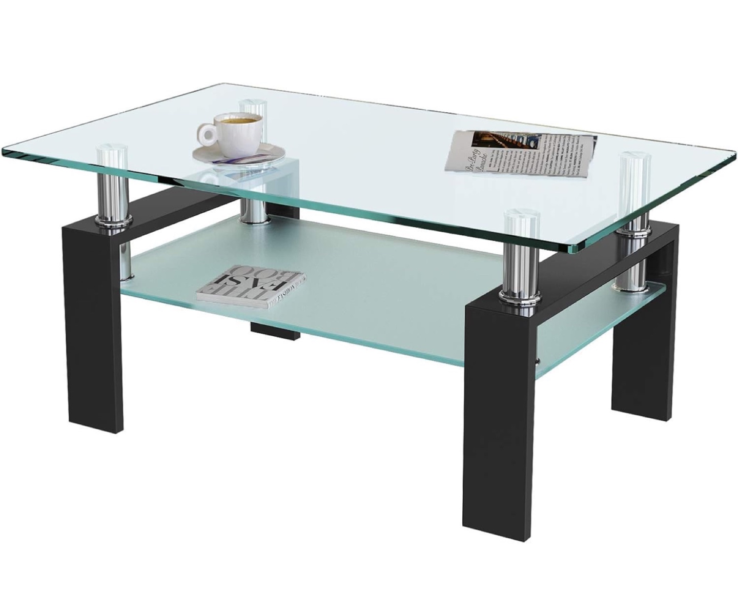 DKLGG Glass Coffee Table with Shelf - photo 2