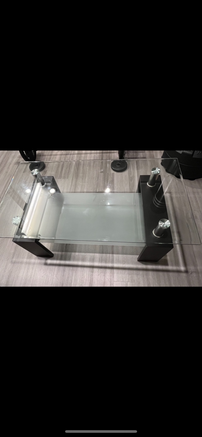 DKLGG Glass Coffee Table with Shelf