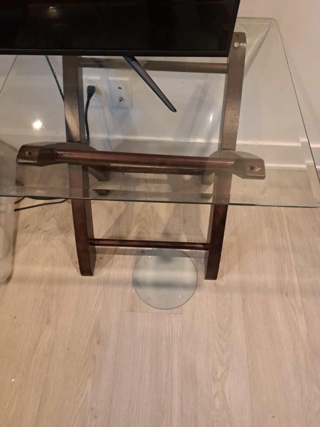 Glass and wood side table