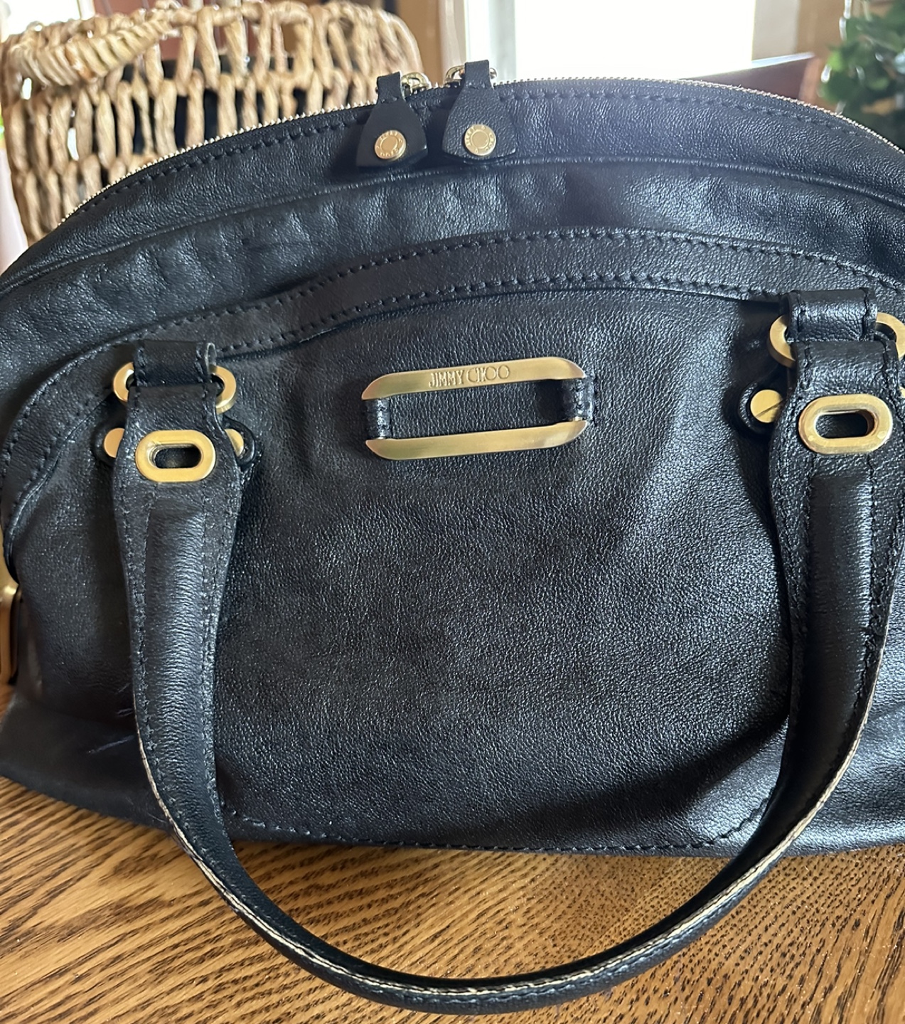 Jimmy Choo Black Buckle Leather Handbag