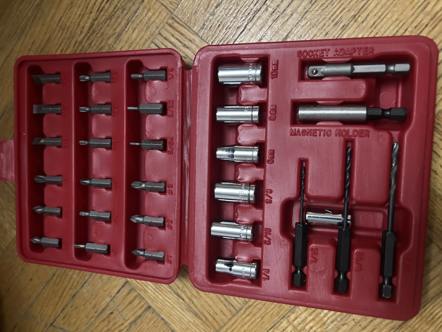 Tool Set with Bits, Sockets, and Magnetic Holder